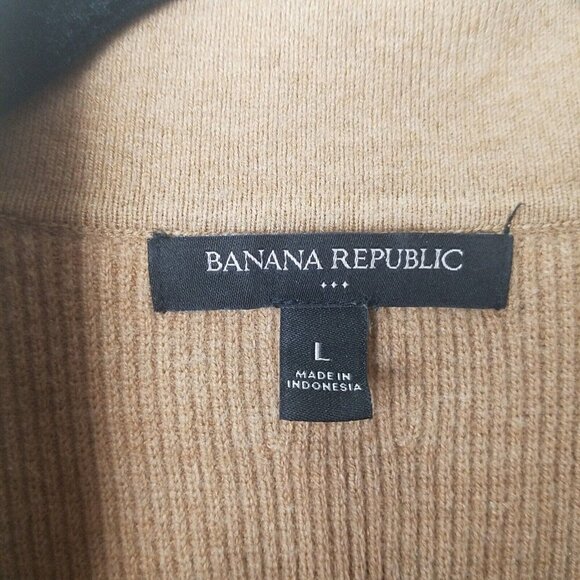 Banana Republic men's L Light Brown cotton blend VNeck Collared Sweater Pullover - Picture 4 of 9